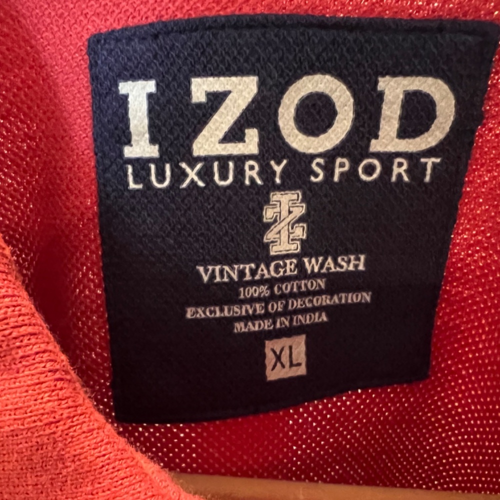 Izod Rugby Shirt, Size XL, Color Reddish/Orange & Blue Stripes - Picture 2 of 4